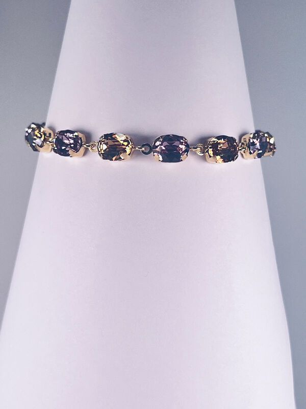 Pulsera De Plata Dorada Con Piedras De Colores image number null