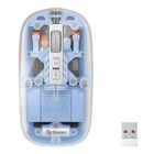 Mouse Bluetooth/ RF, multiequipo con bater&iacute;a recargable 800 / 1200 / 1600 DPI, transparente color az