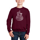 Sudadera De Cuello Redondo Word Art Para Ni&ntilde;o - Guitarra de Idiomas - Granate