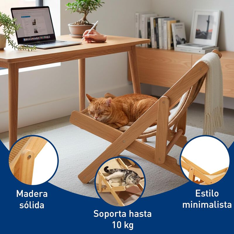 Mecedora para Gato con Rascador de Yute y Base ... image number null