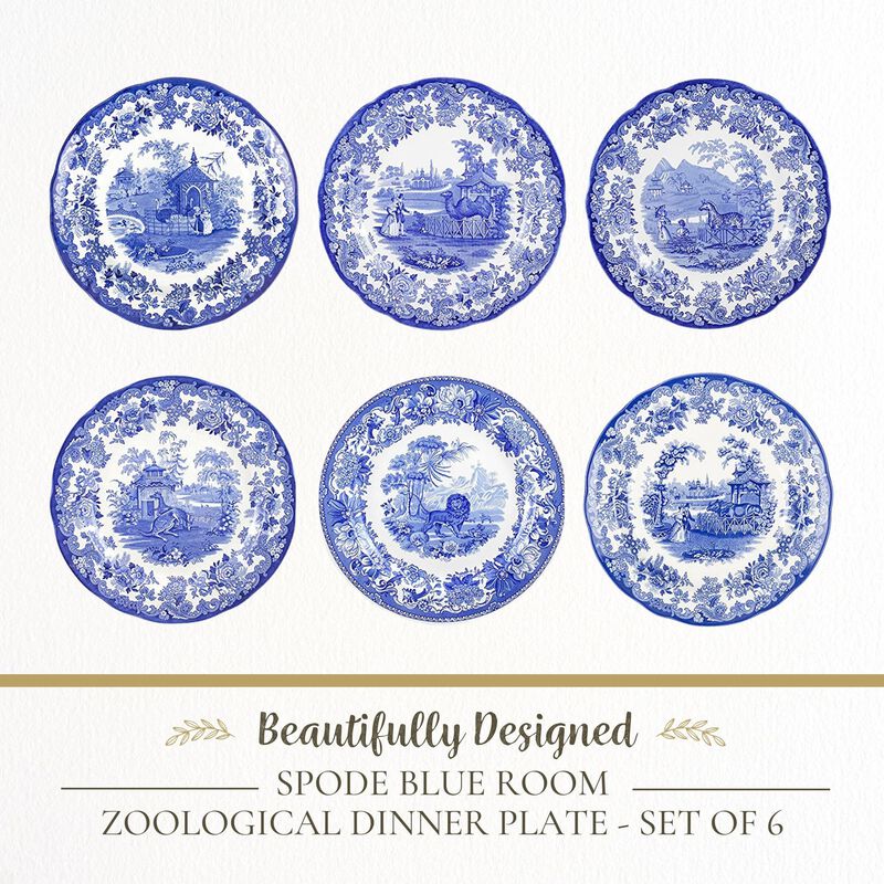 Platos Spode Zool&oacute;gico Blue Room 6 Piezas image number null