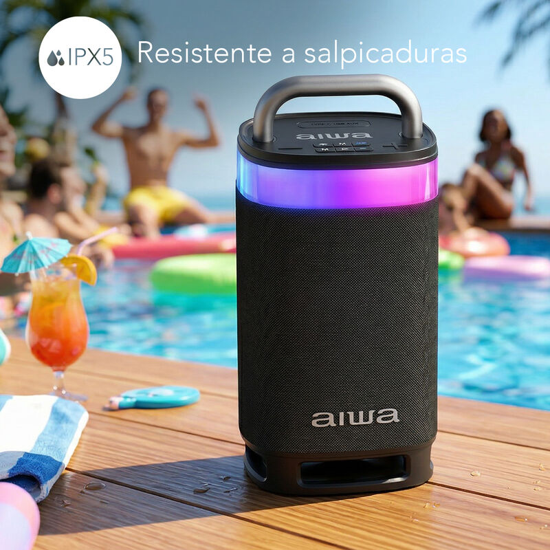 Bocina Port&aacute;til Aiwa Aws68bt Bluetooth Tws Led ... image number null