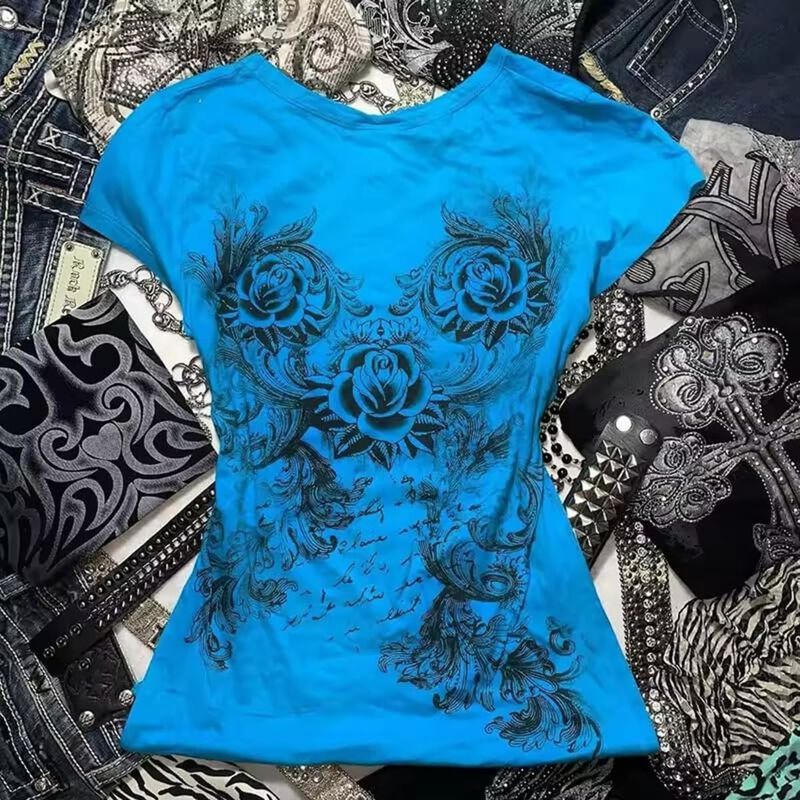 Camiseta Ggoob Gr&aacute;fica Y2k Azul Talla Grande image number null
