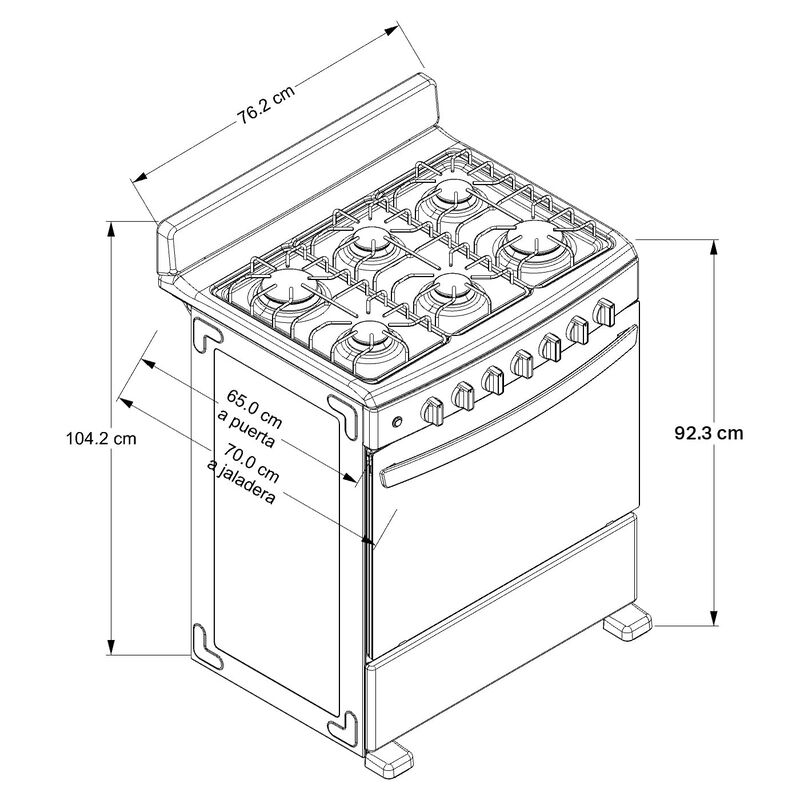 Estufa al Piso a Gas Acros 30" Negro image number null