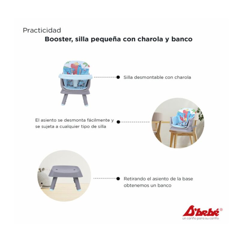 Silla Alta D´Bebé Grow With Me 4 en 1 Azul image number null