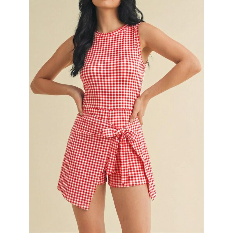 Vestido Mini Wenrine A Cuadros con Falda Skort image number null