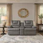 Sof&aacute; Reclinable Doble Vereta 3 Posiciones Con Porta Vasos y Compartimento  Gris