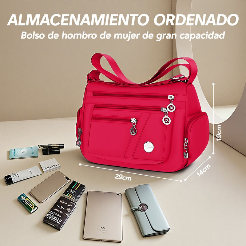 Bolso Bandolera Liso Rayas Roja Mujer image number null