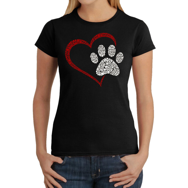 Camiseta Word Art Para Mujer - Coraz&oacute;n de Patas... image number null