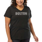 Camiseta De Talla Grande Cuello En V Word Art Para Mujer - Barrios de Boston- Gris
