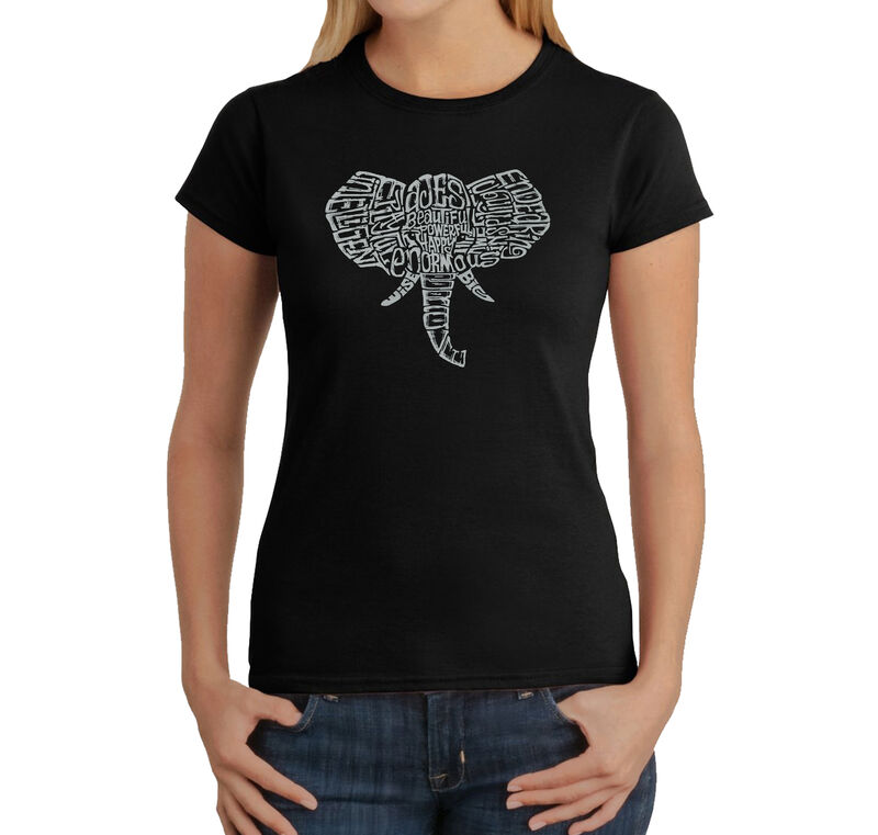 Camiseta Word Art Para Mujer - Colmillos- Negro image number null