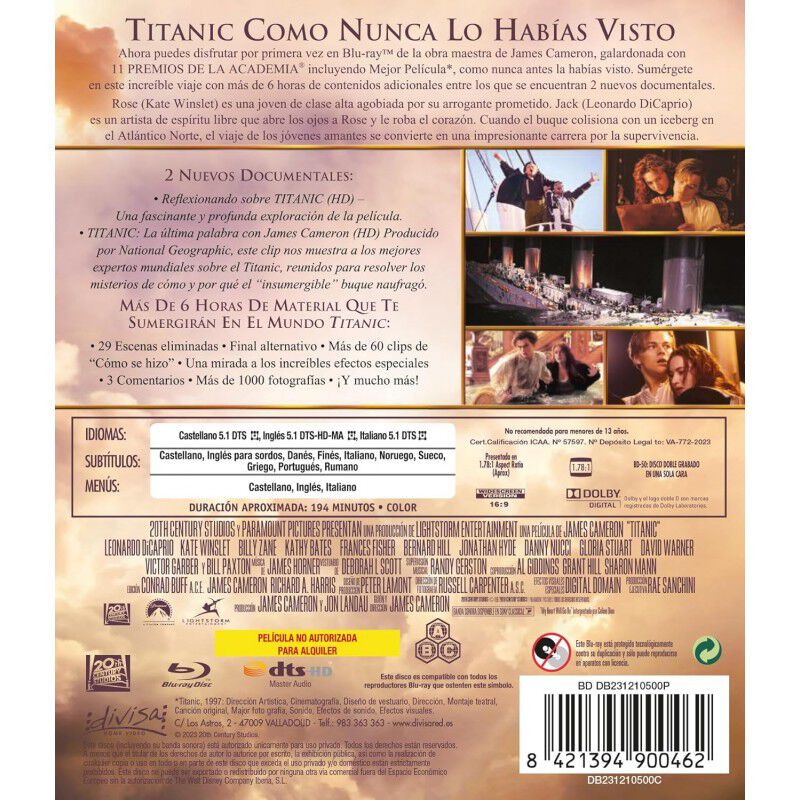 Titanic (Blu-ray con extras) [Blu-ray] (1997) image number null