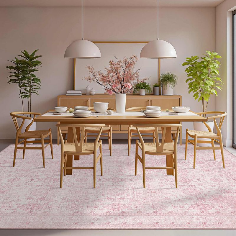 Alfombra De &Aacute;rea Rugxara 244x152 cm Rosa Lavabl... image number null