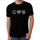 Camiseta Mezcla Premium Word Art Para Hombre - Paz Amor Gatos - Negro