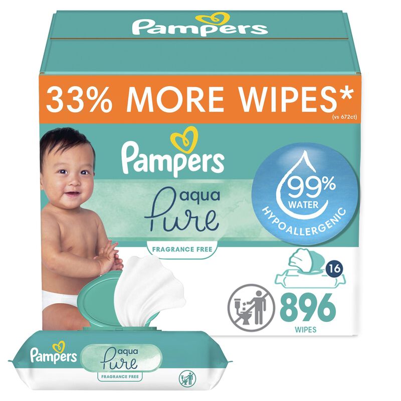 Toallitas Para Beb&eacute;s Pampers Aqua Pure 99% A Ba... image number null