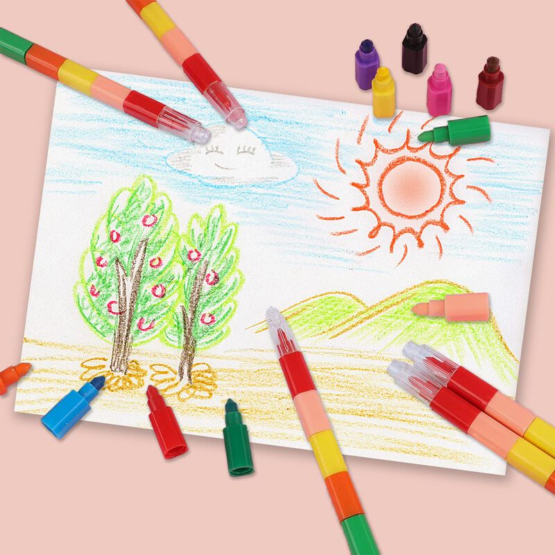 Crayones Ocbewua 24 Piezas Apilables &ndash; 12 Color... image number null