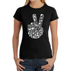 Camiseta Word Art Para Mujer - Dedos de Paz Musicales- Negro