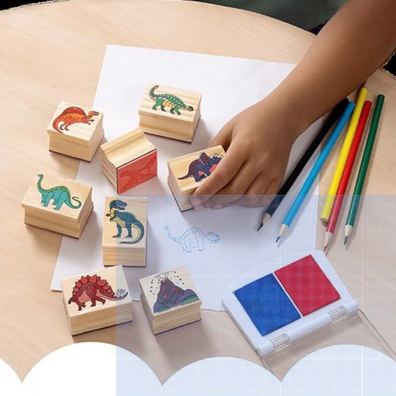 JUEGO DE SELLOS DE DINOSAURIOS image number null