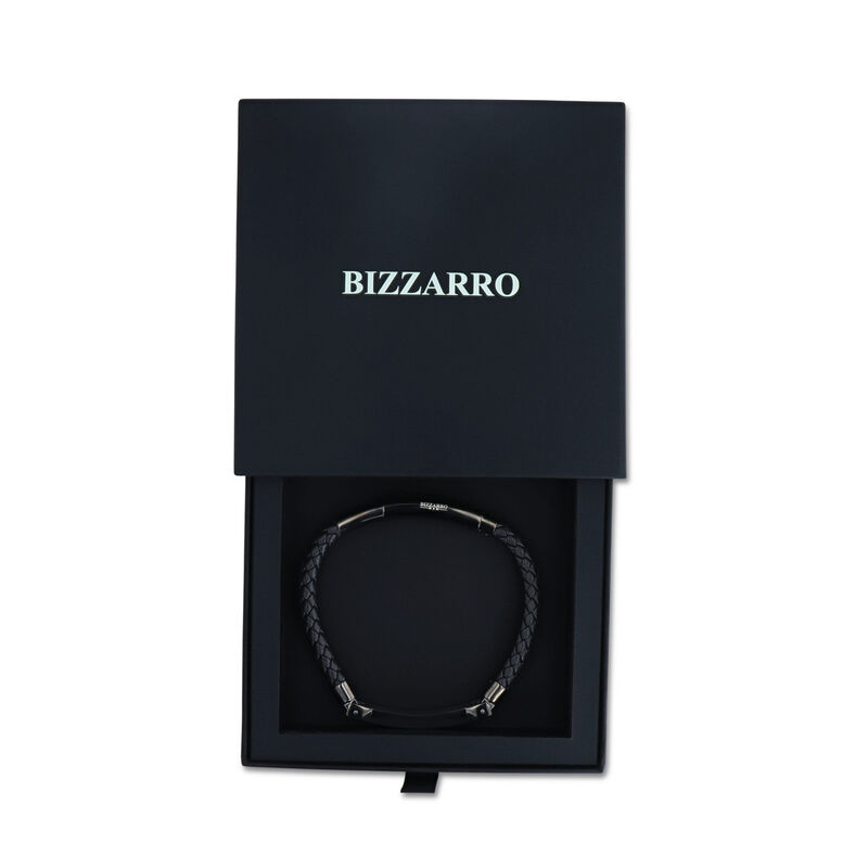 Pulsera De Piel Con Acero Color Negro Caballero... image number null