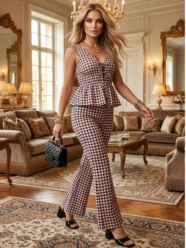 Conjunto 2 Piezas A Cuadros, Casual Chic Conj-0... image number null