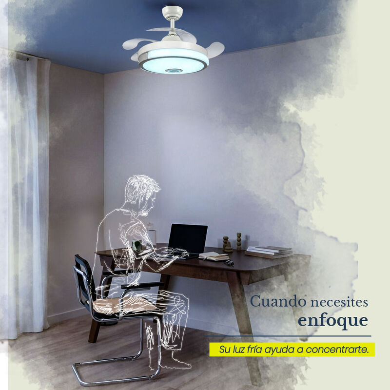 Ventilador De Techo Led Remolino Con Bocina Blu... image number null