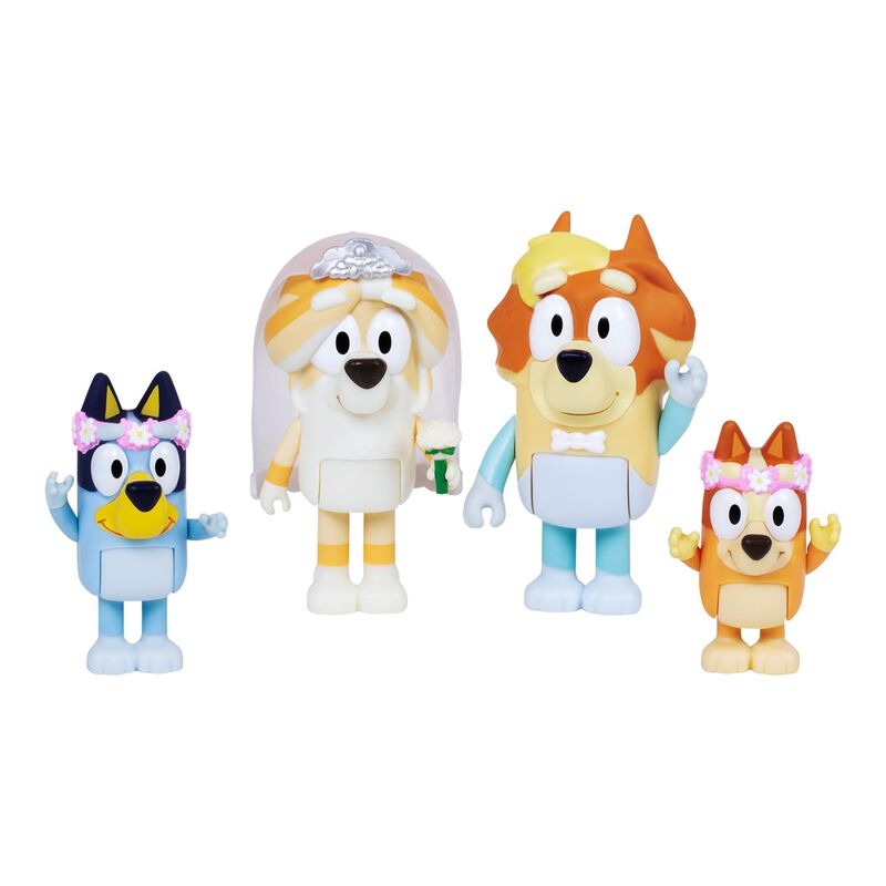 Paquete De 4 Figuras Bluey Wedding Time Con Unc... image number null
