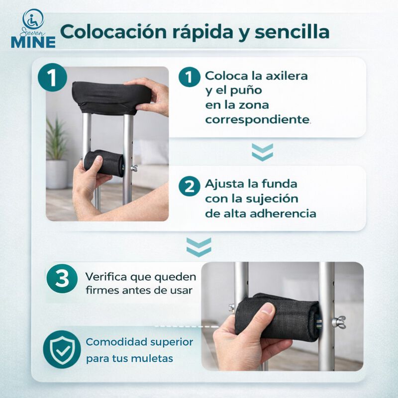 Set Pads Muletas Acolchados Axilar Y Pu&ntilde;o Ajust... image number null