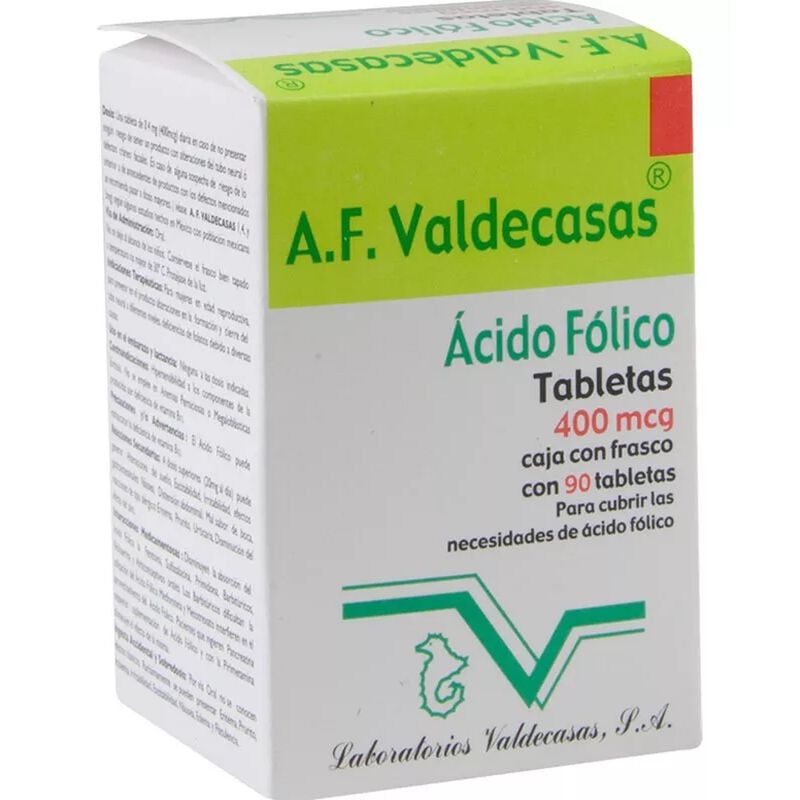 &Aacute;cido F&oacute;lico 90 Tabletas 400mcg image number null