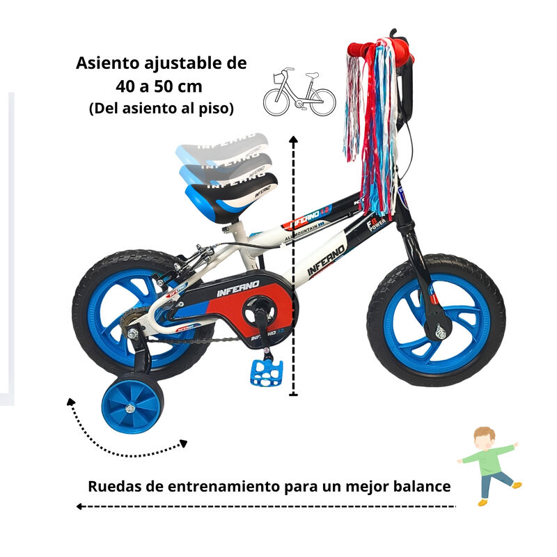 Bicicleta Infantil Ni&ntilde;os R12 Ruedas Auxiliares ... image number null