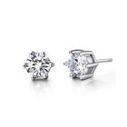 Aretes en Baño de Oro Blanco de 18K  con Cristal Blanco Corte Princesa