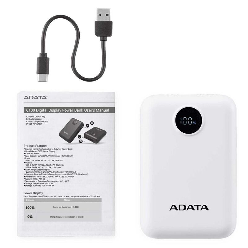 Bater&iacute;a Recargable ADATA C100 Powerbank 10000mA... image number null