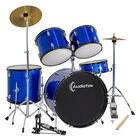 Batería Musical Acústica 5pz Platillos Atriles Bombo 23 Pul Azul Audiotek
