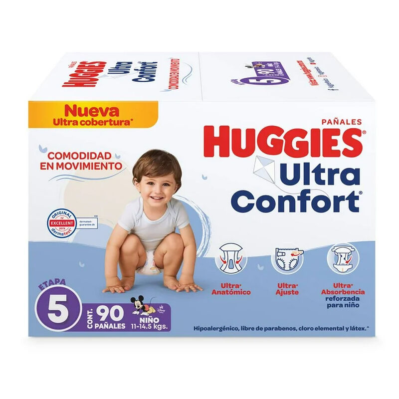 Pa&ntilde;ales Huggies Ultraconfort Etapa 5 Ni&ntilde;o 90 Pa... image number null