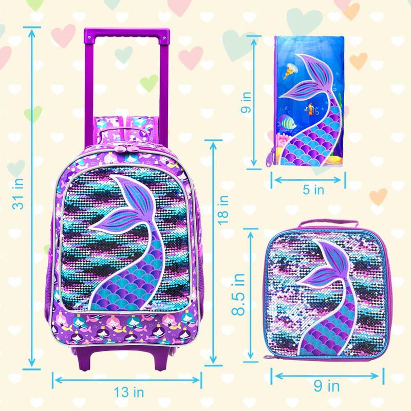 Mochila Con Ruedas Agsdon Para Ni&ntilde;as Con Bolsa ... image number null