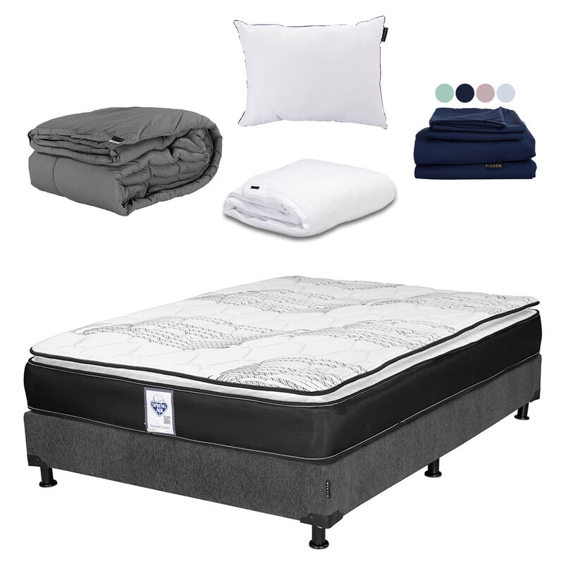 Colch&oacute;n Queen Size Premier + Box + Almohada One... image number null