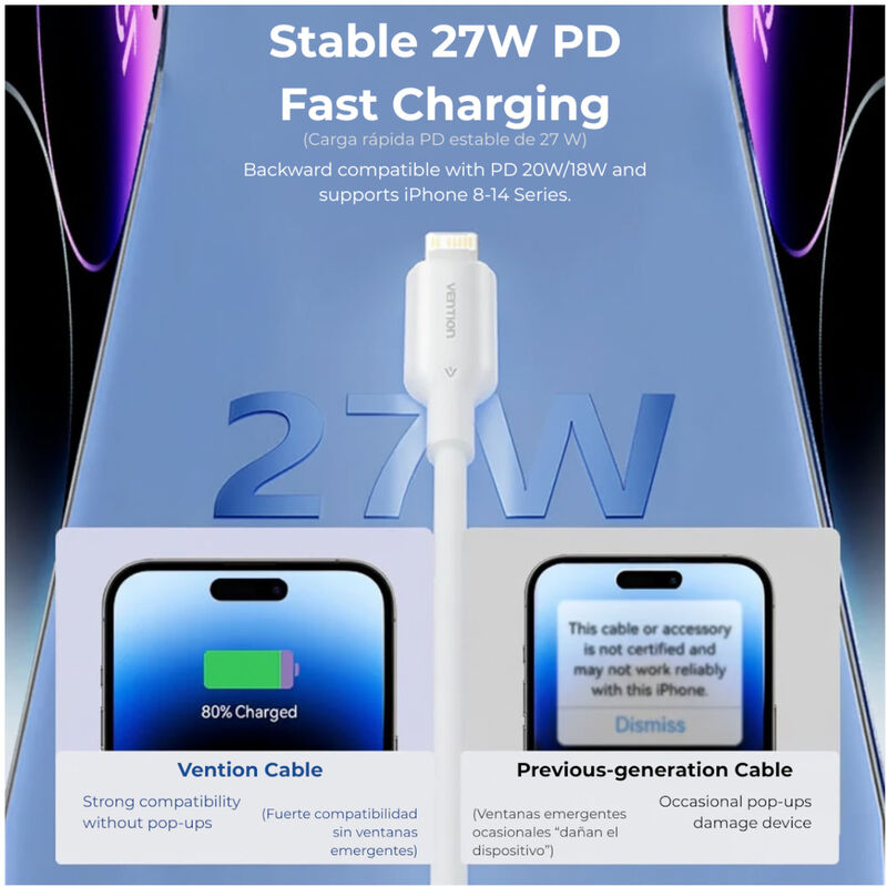 Cable para IPhone USB-C a Lightning VENTION 2 M... image number null