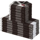 Pa&ntilde;os de Cocina Homaxy Algod&oacute;n 12 Unidades - Blanco y Marr&oacute;n Oscuro