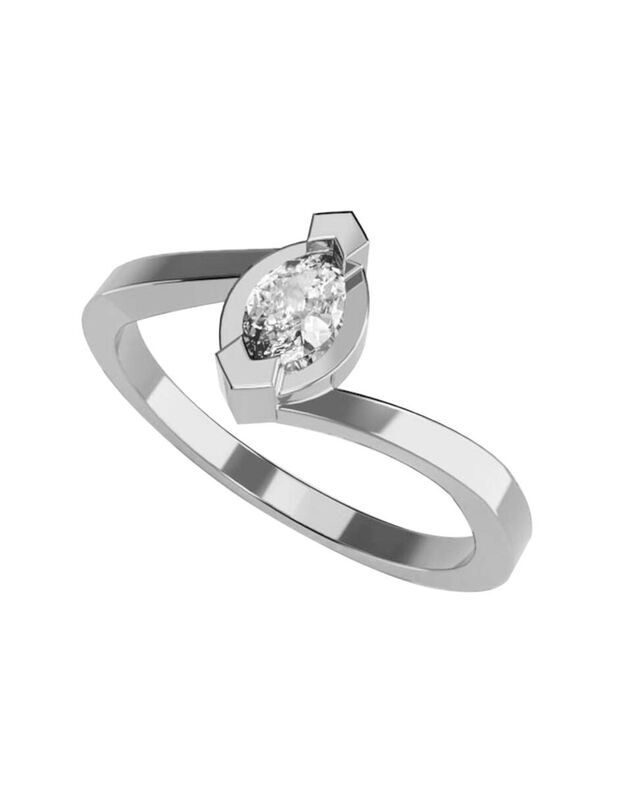 Anillo de Compromiso en Oro Blanco 14K con Circ... image number null