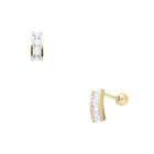 Broqueles De Oro Amarillo De 14k Con Zirconia