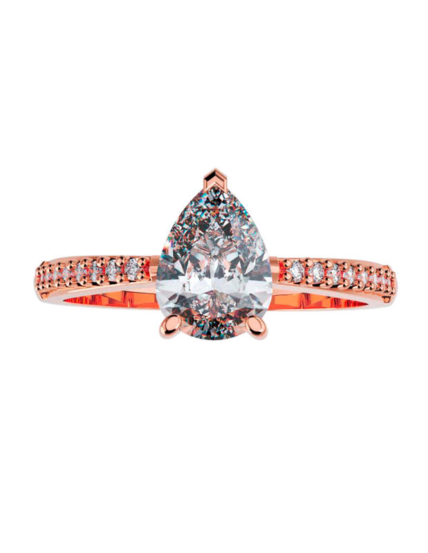 Anillo de Compromiso en Oro Rosa 10K con Circon... image number null