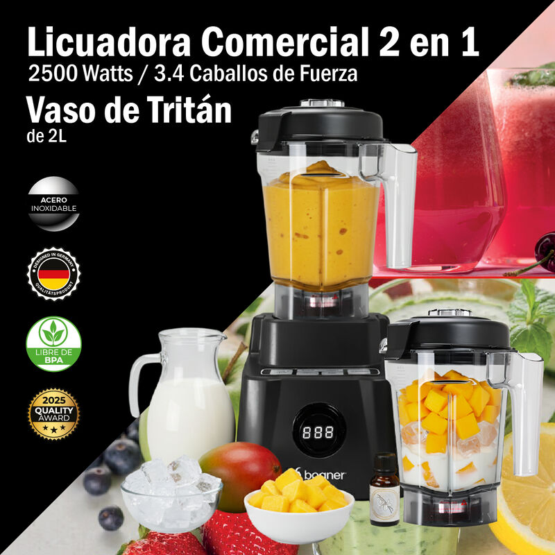 Bogner Licuadora 2 En 1 2500w Trit&aacute;n 2l + Vaso ... image number null