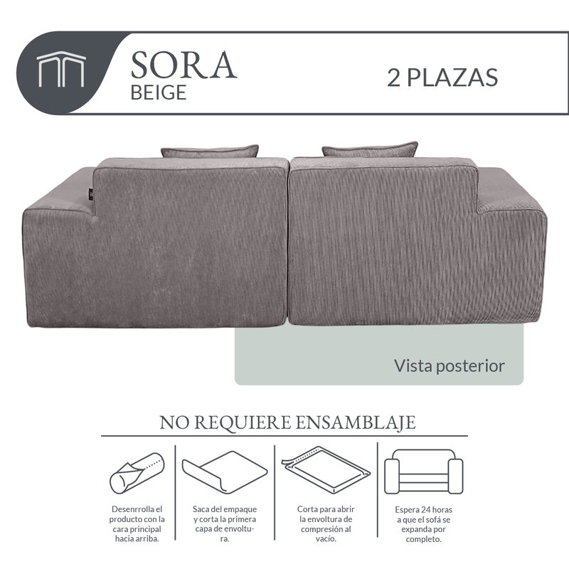 Sof&aacute; Espuma Alta densidad SORA Beige 2 plazas J... image number null