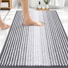 Alfombra De Ba&ntilde;o Olanly 76 &times; 51 cm Gris Chenille A Rayas