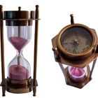 Reloj De Arena Decorativo De Lat&oacute;n Con Temporizador De Arena Con Br&uacute;jula Antigua