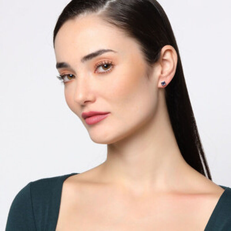 Aretes en Baño de Oro Blanco de 18K de Cuadro c... image number null