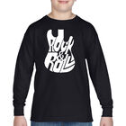 Camiseta De Manga Larga Word Art Para Ni&ntilde;o - Guitarra Rock & Roll - Negro