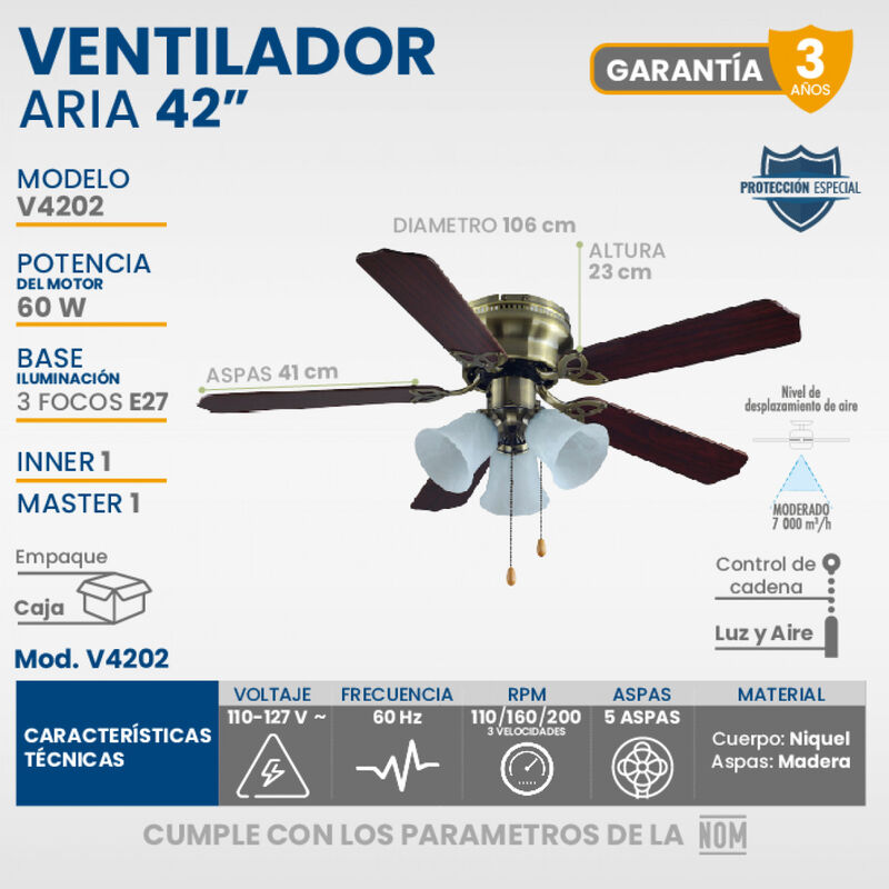 Ventilador De Techo Para Interior 42  Aria Igot... image number null