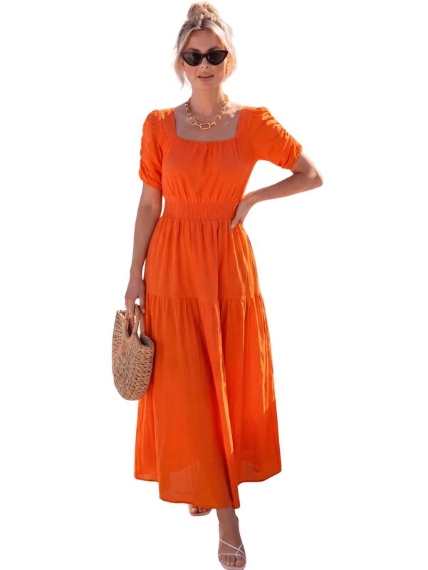 Vestido Largo Midi  Ves -1052 Naranja Vestido C... image number null
