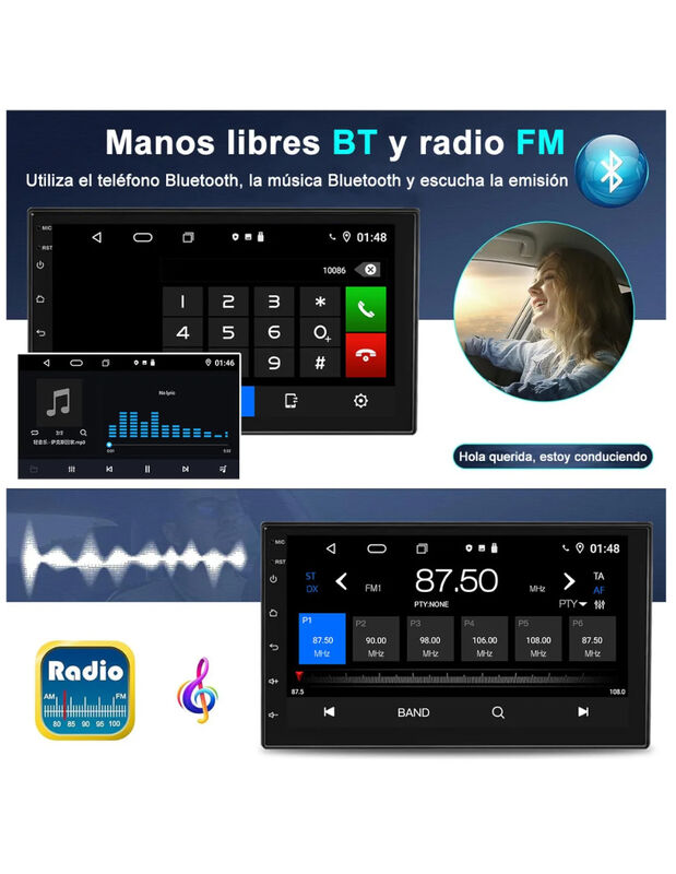 Autoest&eacute;reo Bluetooth 1din Pantalla 7 Pulgadas ... image number null