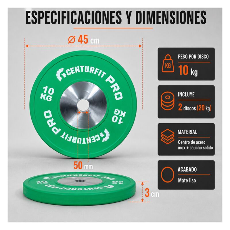 Par Discos Ol&iacute;mpicos Crossfit Bumper Nucleo Ace... image number null